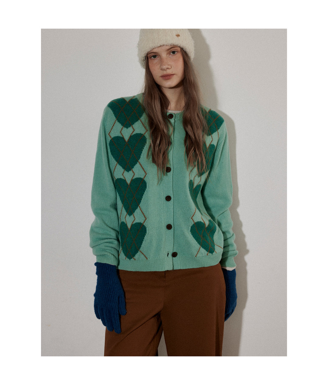 Argyle Heart Knit Cardigan LCAC0279