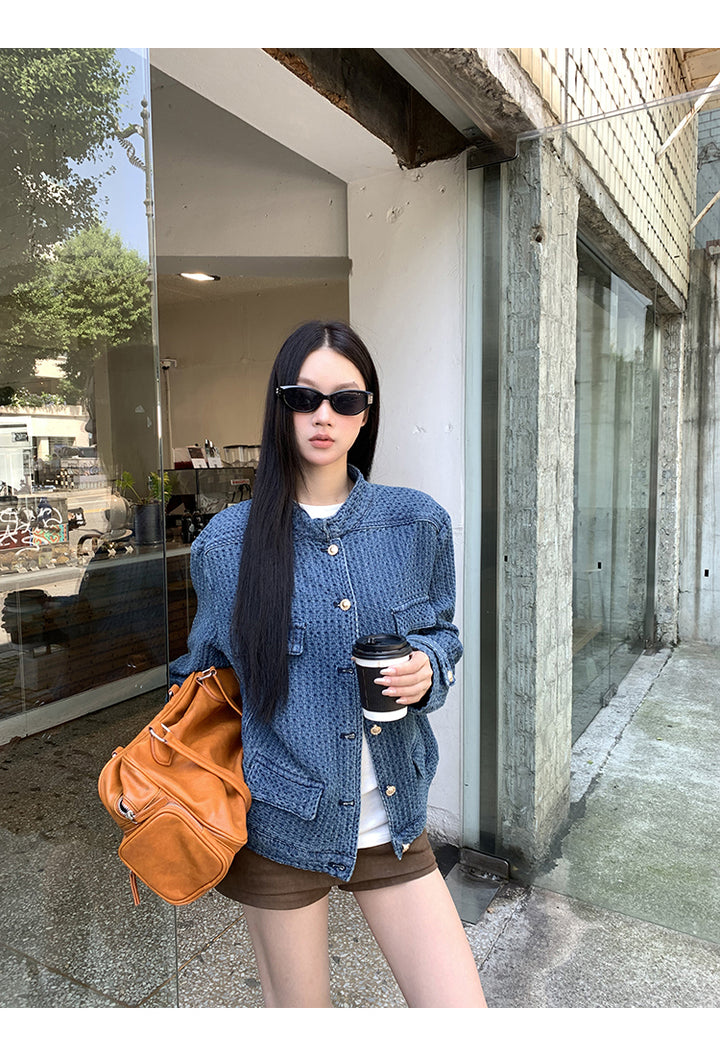 Indigo Waffle Texture Jacket HRGTJ0265