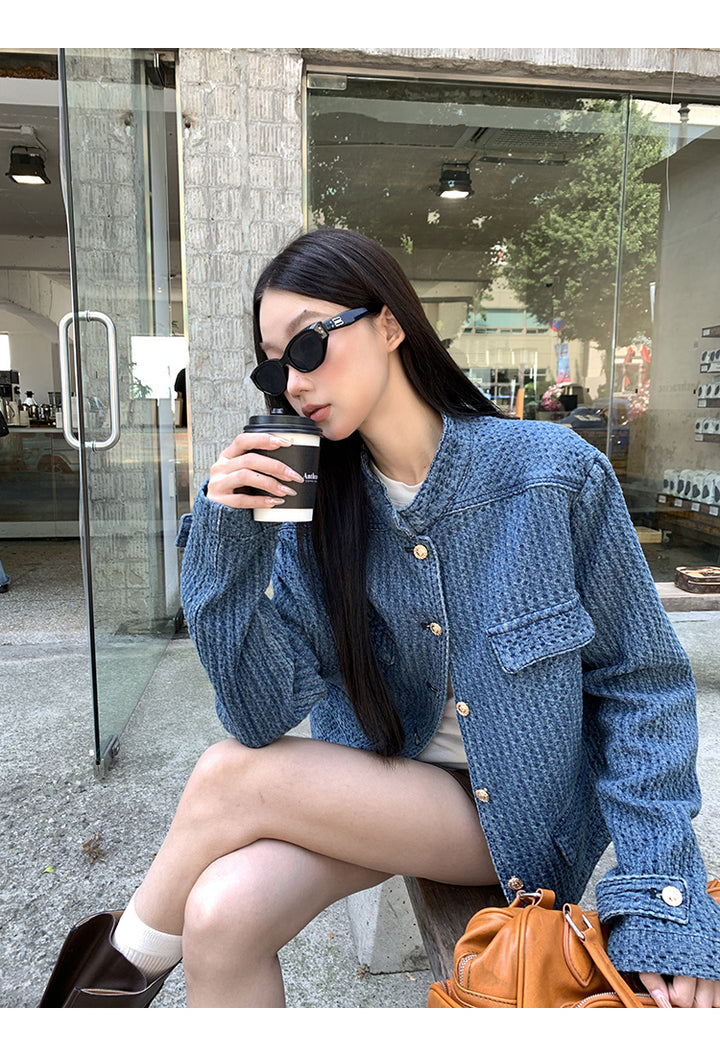 Indigo Waffle Texture Jacket HRGTJ0265