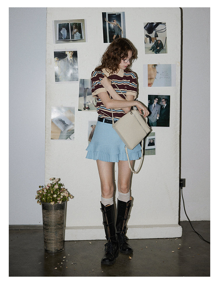 Sky Pleated Layered Mini Skirt BMMS0282