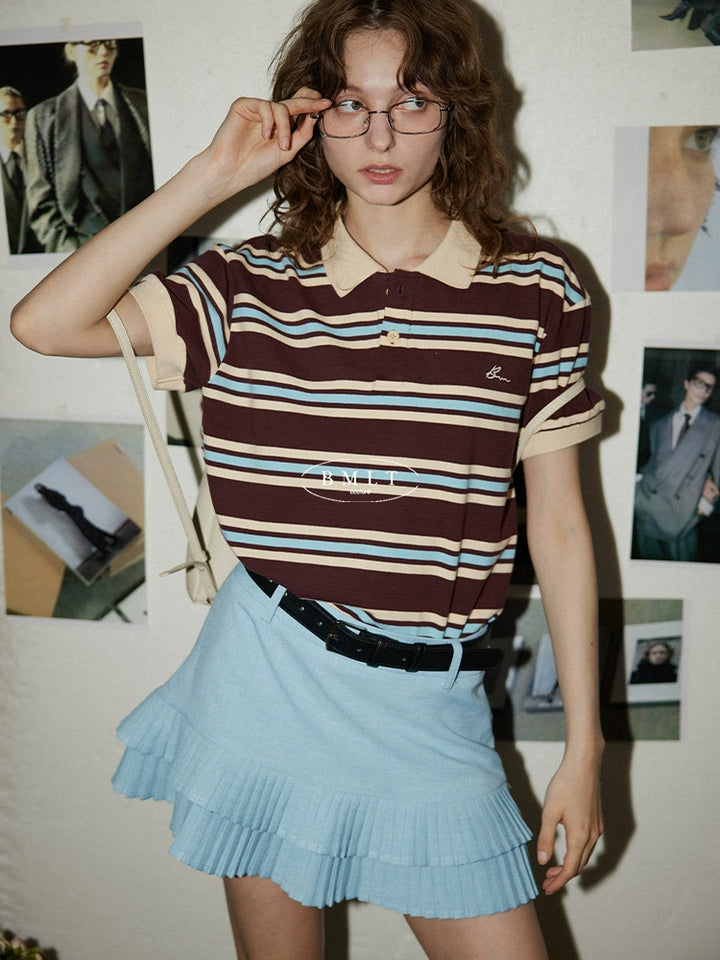 Sky Pleated Layered Mini Skirt BMMS0282