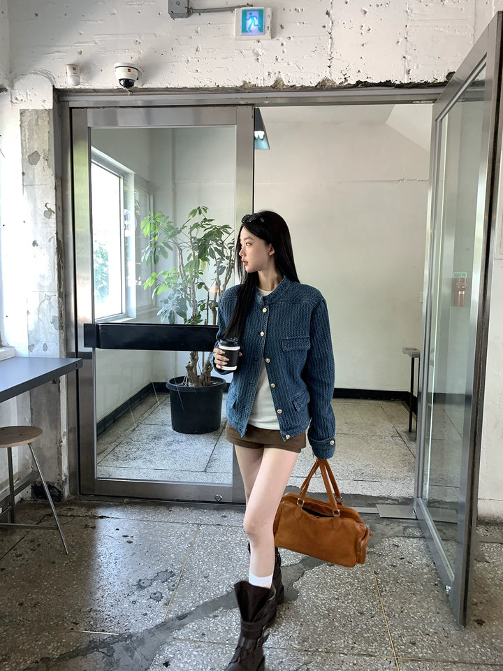 Indigo Waffle Texture Jacket HRGTJ0265