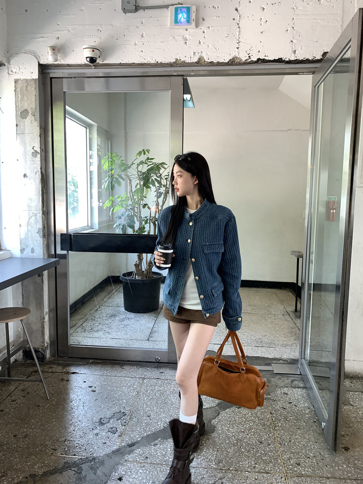 Indigo Waffle Texture Jacket HRGTJ0265