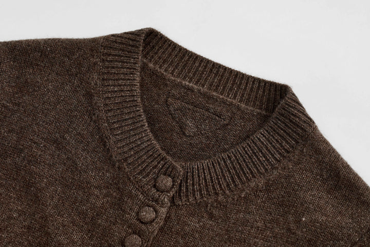 Wool Button-Up Crew Neck Cardigan SSWC0046