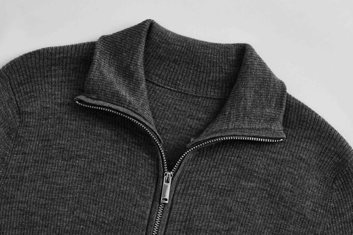 Wool Double Zip Turtleneck Knit Top SSKT0051