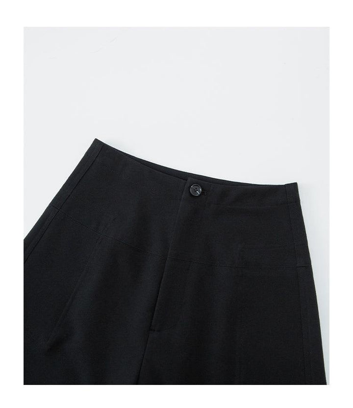 High-Waisted Curved Black Suit Pants FAHP0032