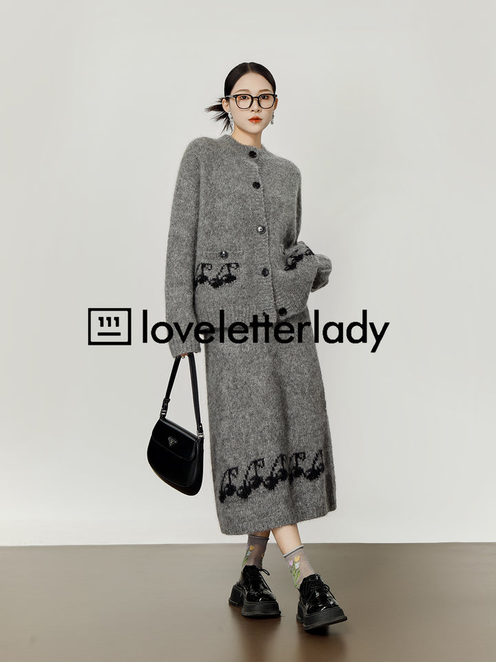 Cozy Knitted Cherry Cardigan Skirt Set LLCS0039