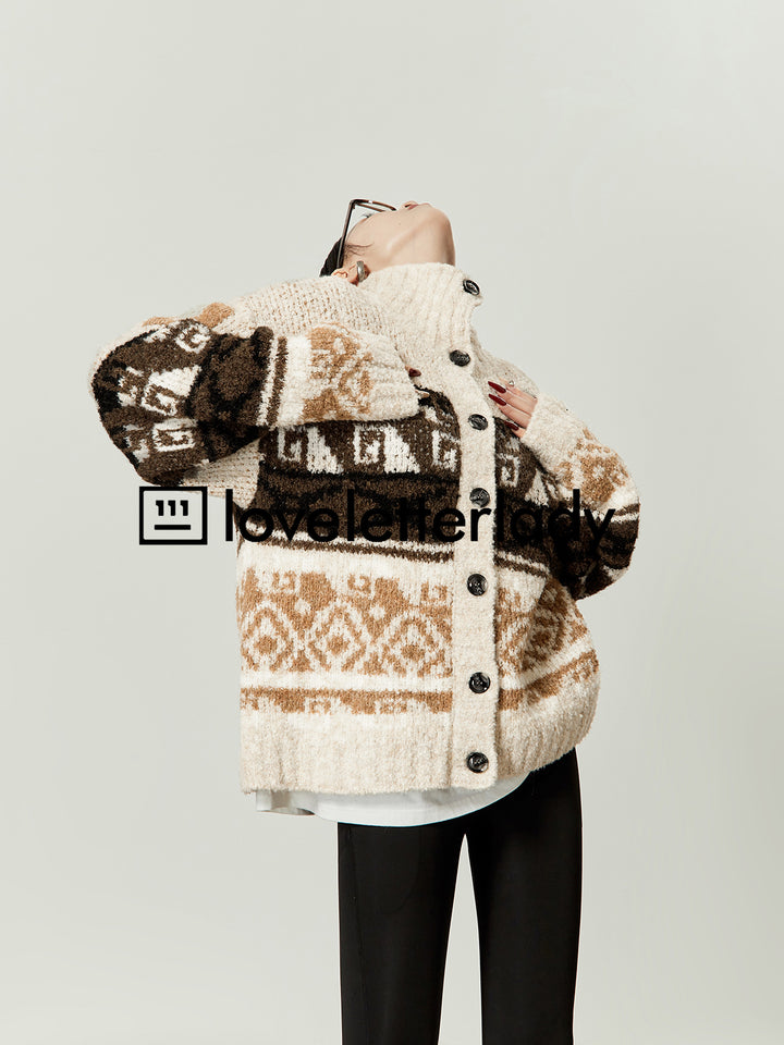 Tribal Pattern Wool Cardigan LLWC0020