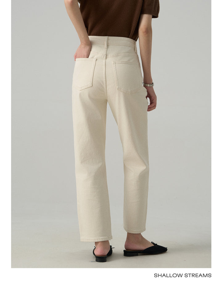 Slim White Cropped Jeans Baguette Pipe Pants SSSP0050