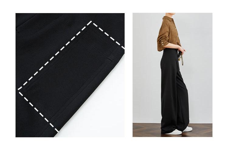 High-Waisted Curved Black Suit Pants FAHP0032