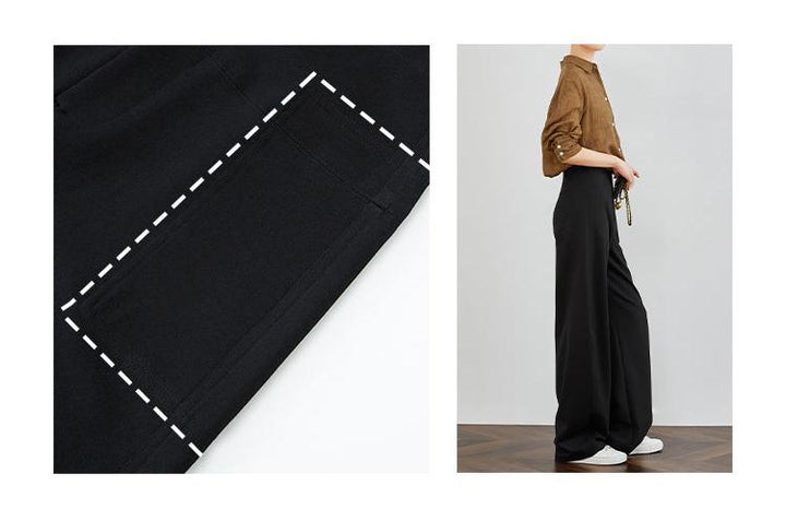 High-Waisted Curved Black Suit Pants FAHP0032