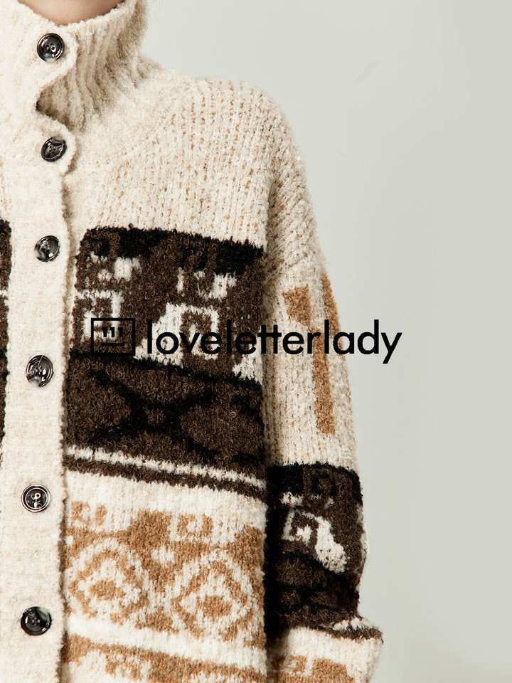 Tribal Pattern Wool Cardigan LLWC0020