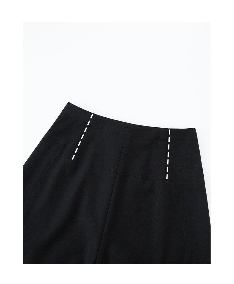 High-Waisted Curved Black Suit Pants FAHP0032