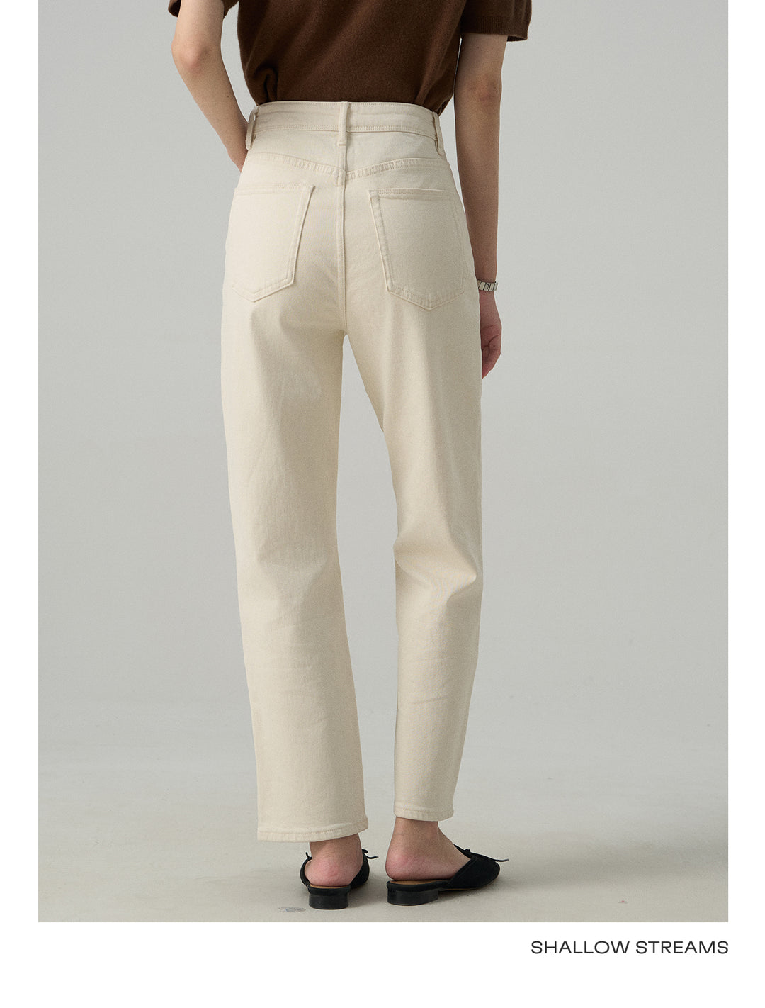 Slim White Cropped Jeans Baguette Pipe Pants SSSP0050