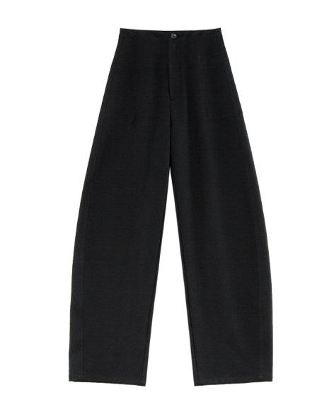 High-Waisted Curved Black Suit Pants FAHP0032