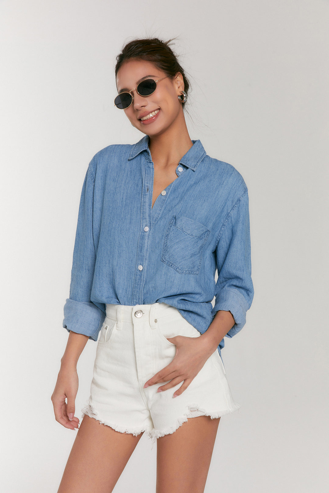 Cloudwash Linen-Silk Denim Shirt DGSD0196