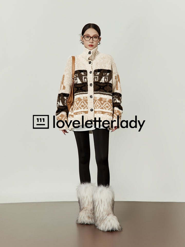 Tribal Pattern Wool Cardigan LLWC0020