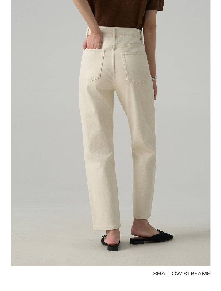 Slim White Cropped Jeans Baguette Pipe Pants SSSP0050