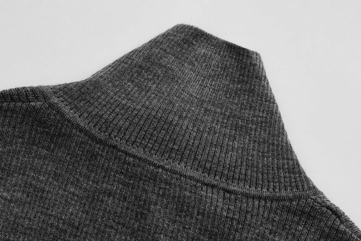Wool Double Zip Turtleneck Knit Top SSKT0051