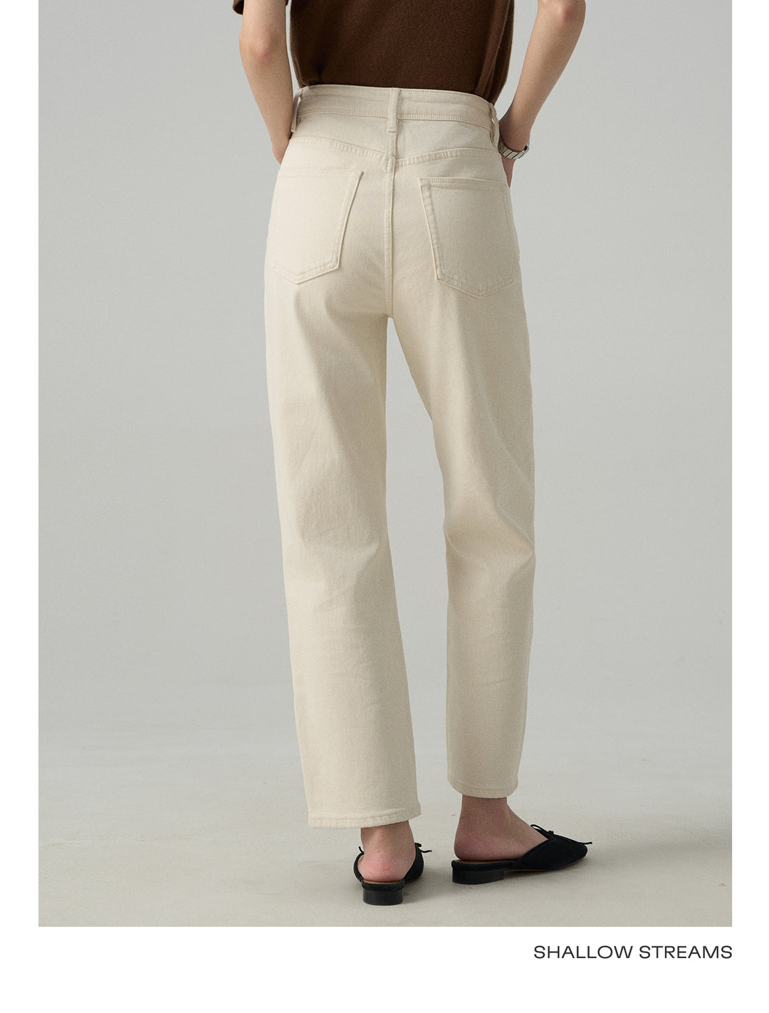 Slim White Cropped Jeans Baguette Pipe Pants SSSP0050