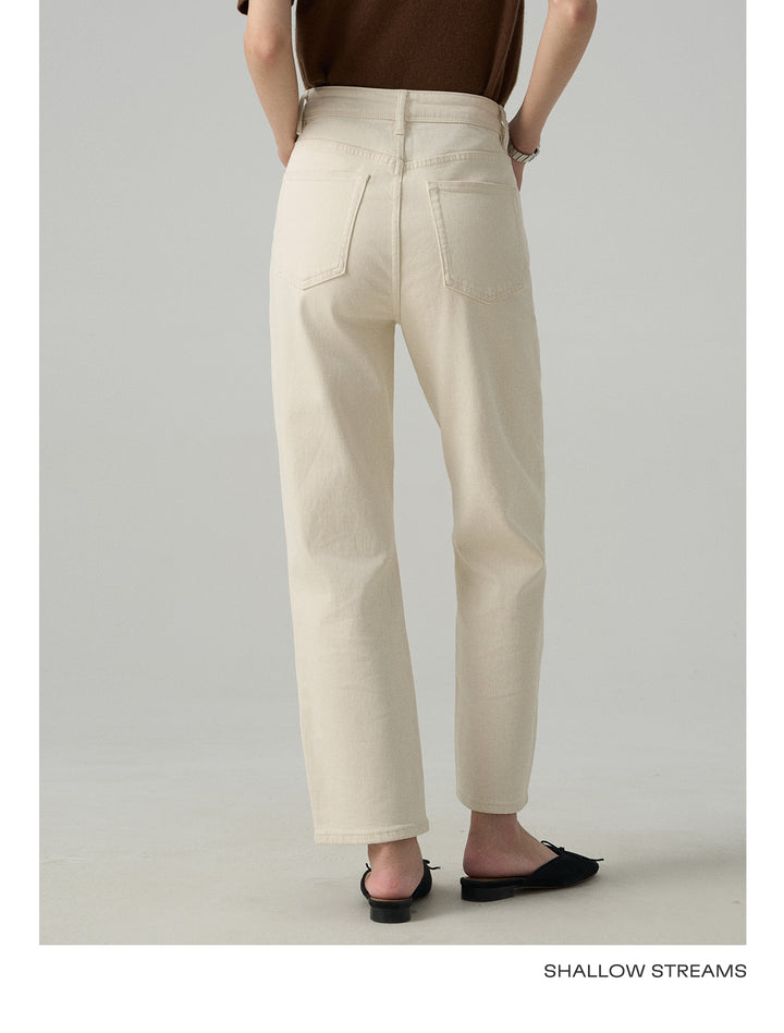 Slim White Cropped Jeans Baguette Pipe Pants SSSP0050