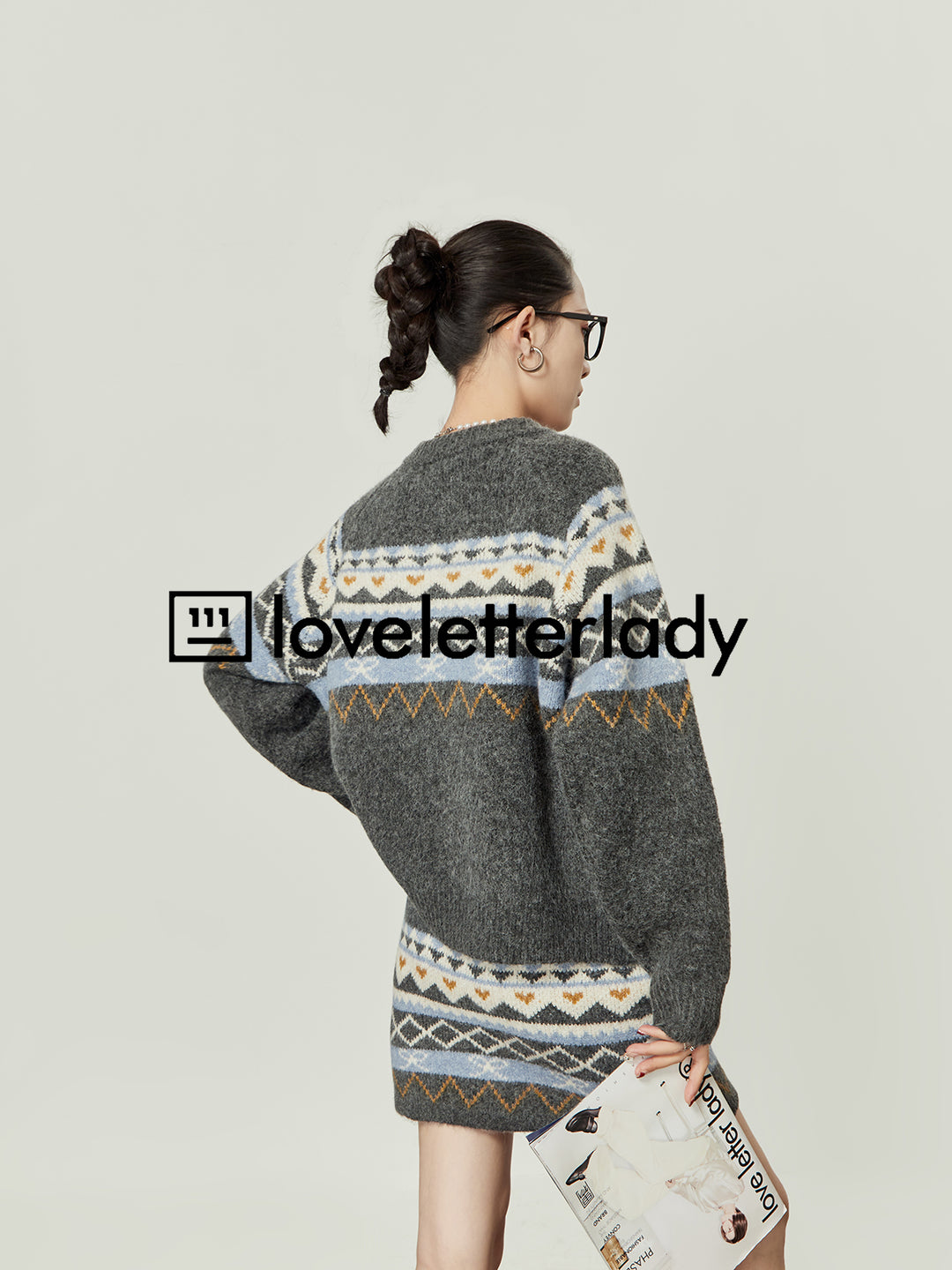 Fair Isle Knit Sweater Skirt Set LLKS0095