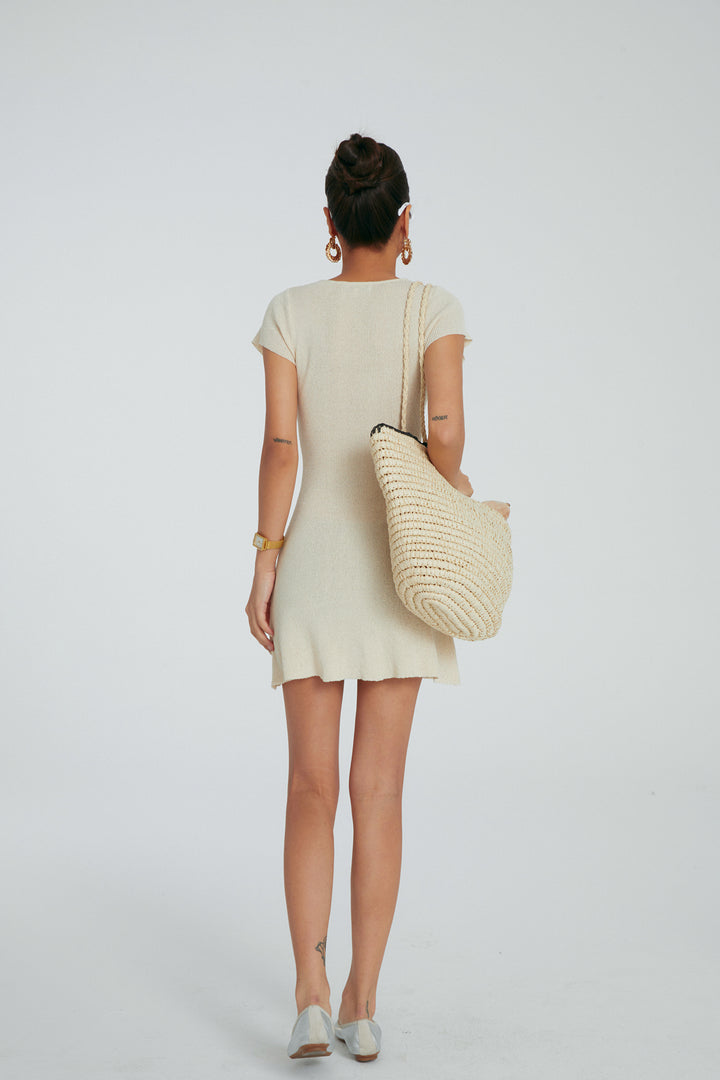 SoftEase Ribbed V-Neck Mini Dress DGMD0196