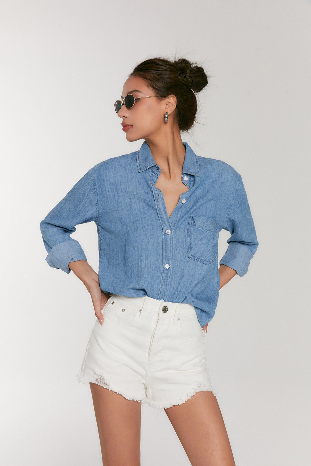 Cloudwash Linen-Silk Denim Shirt DGSD0196