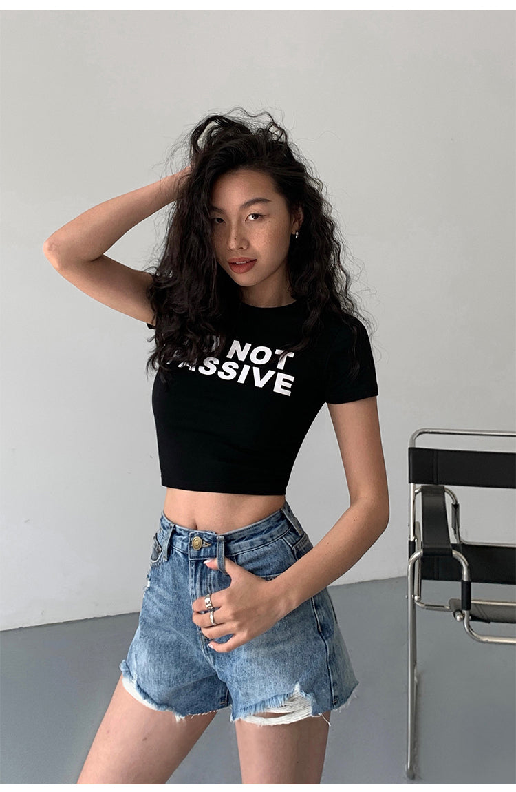 FrayEdge High Waist Denim Shorts NHDS0229