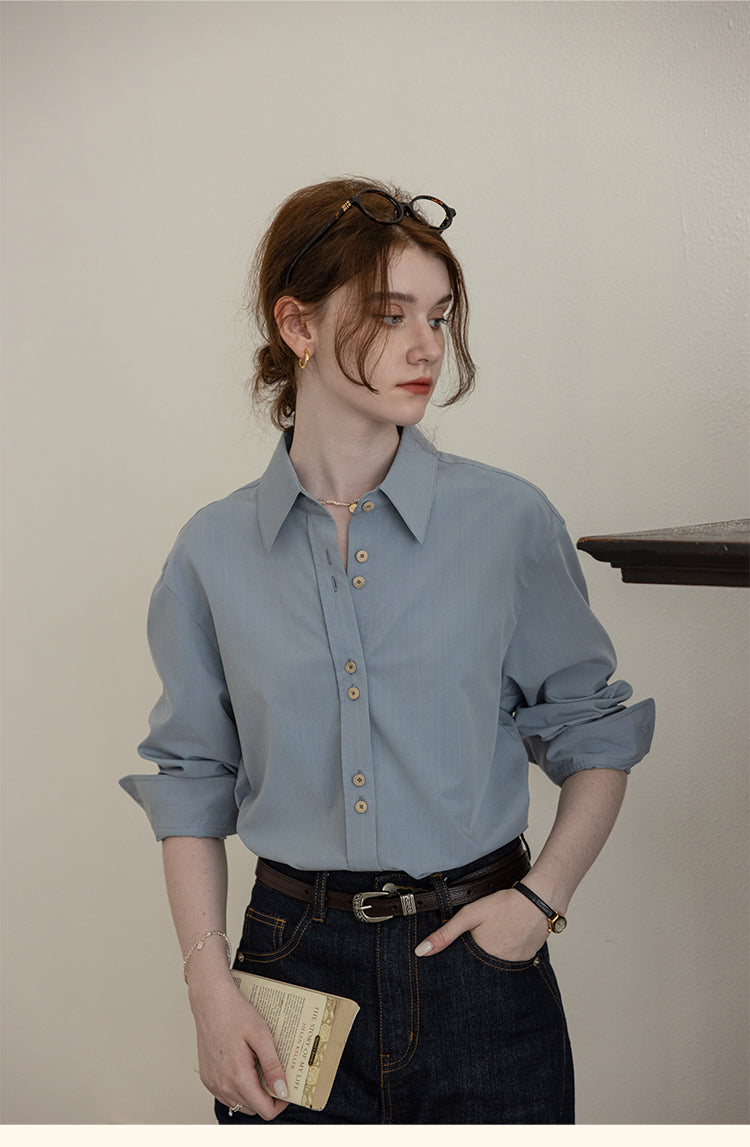 French-Style Floral Embroidery Relaxed Shirt  DARS0100