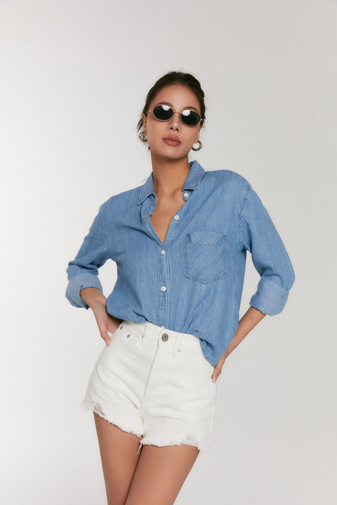 Cloudwash Linen-Silk Denim Shirt DGSD0196