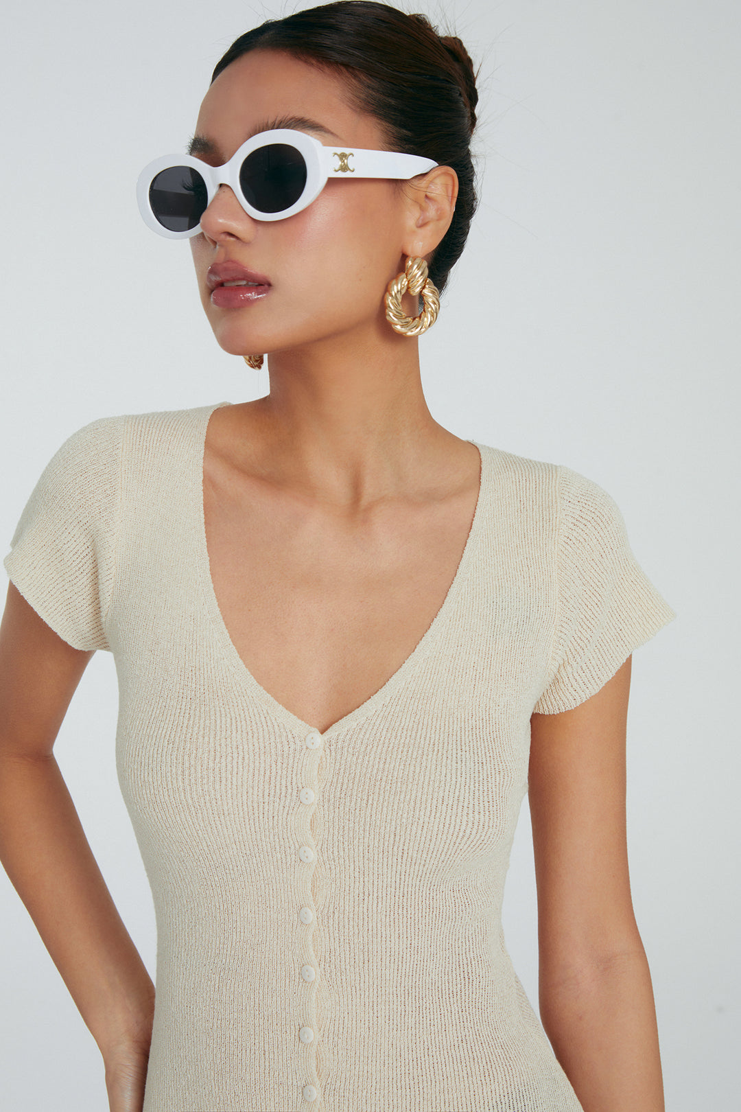 SoftEase Ribbed V-Neck Mini Dress DGMD0196