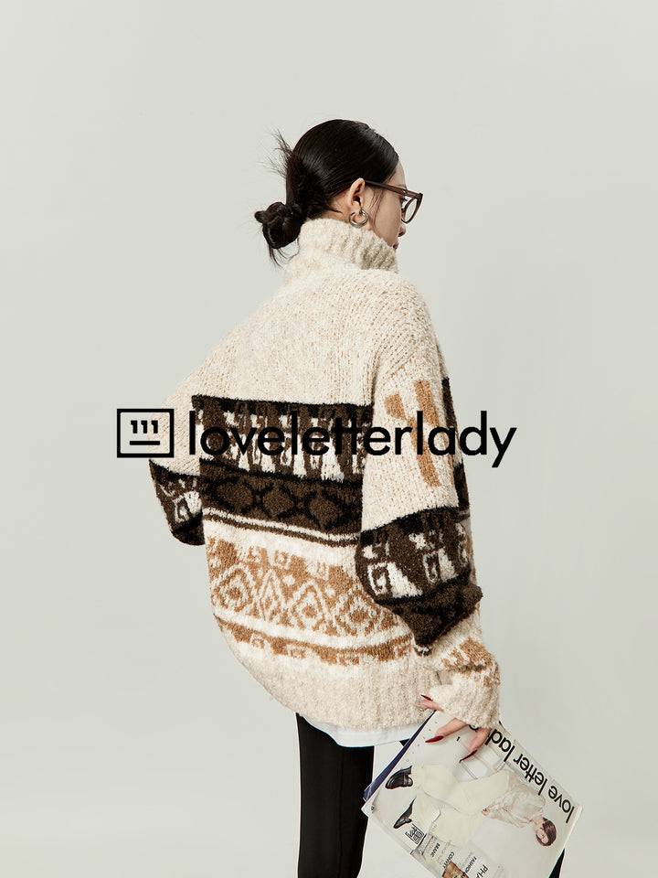 Tribal Pattern Wool Cardigan LLWC0020