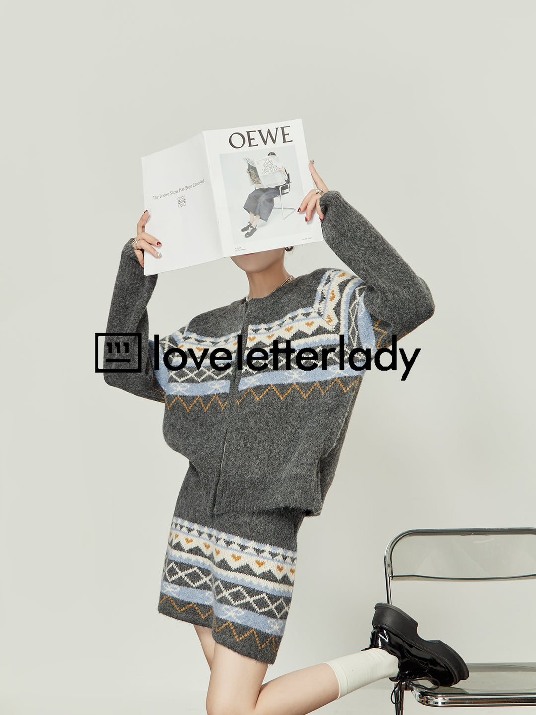 Fair Isle Knit Sweater Skirt Set LLKS0095