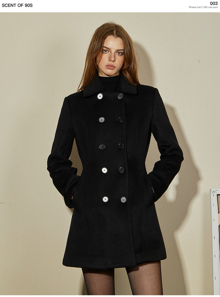 Classic Black Wool Tweed Coat SCTC0074
