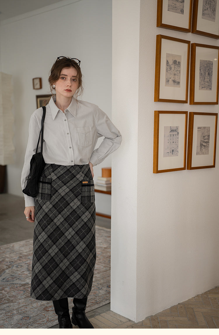 Vintage Cotton Striped Shirt with Classic Collar DASS0103