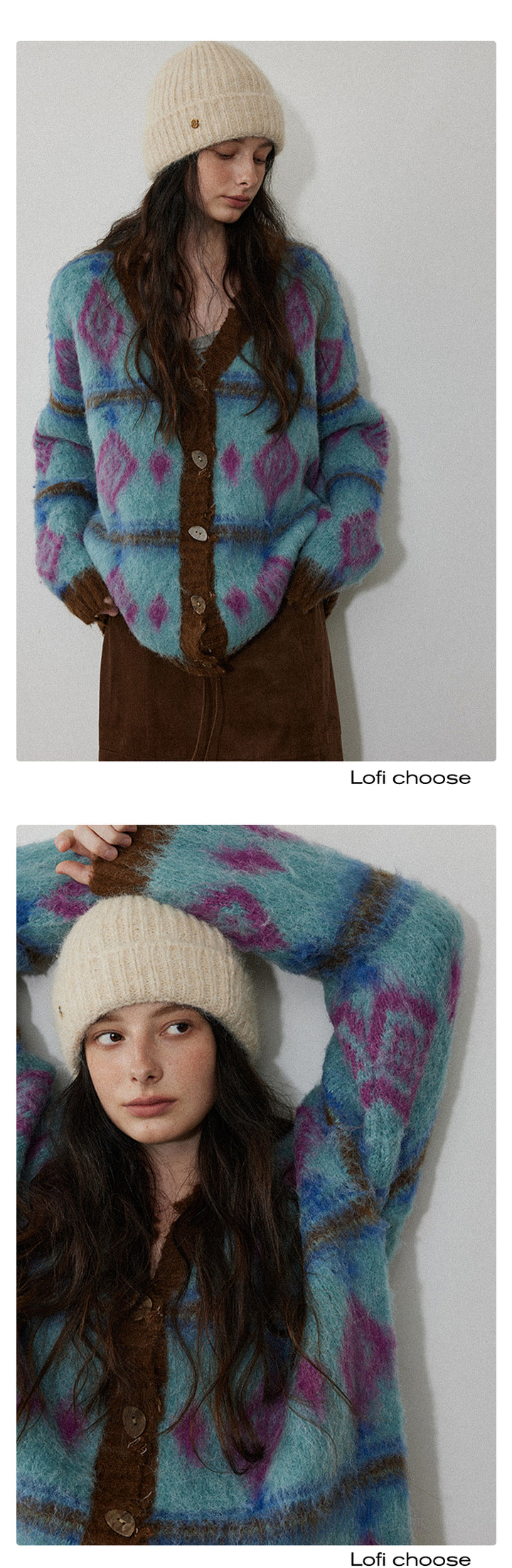 Vintage Patterned Knitted Cardigan LCVC0055