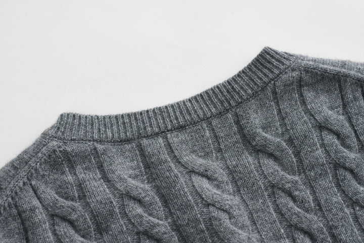 Wool Cable Knit Button Cardigan SSWC0086