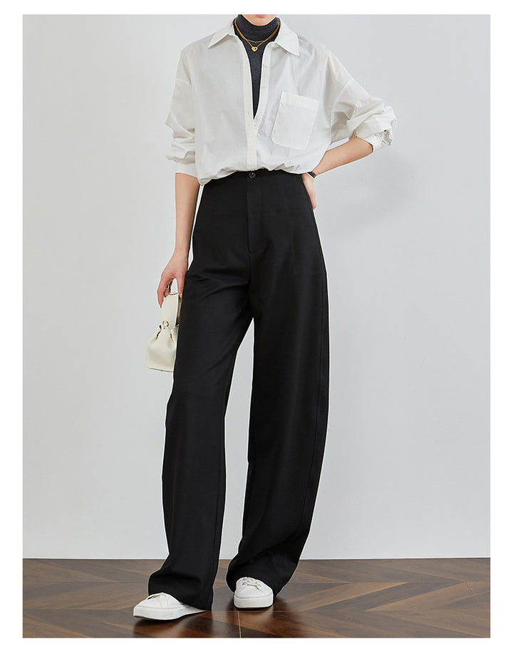 High-Waisted Curved Black Suit Pants FAHP0032