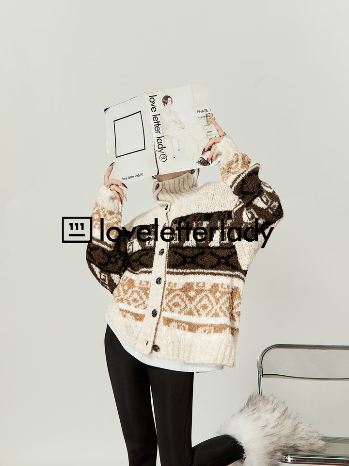 Tribal Pattern Wool Cardigan LLWC0020