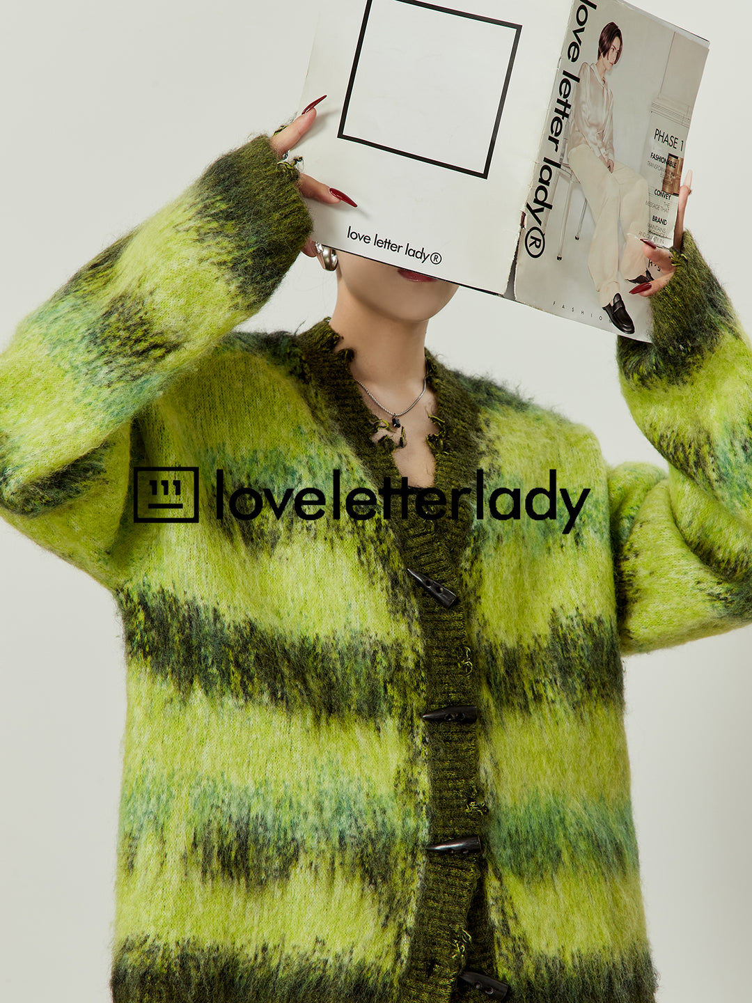 Gradient Mohair Oversized Cardigan LLOC0018