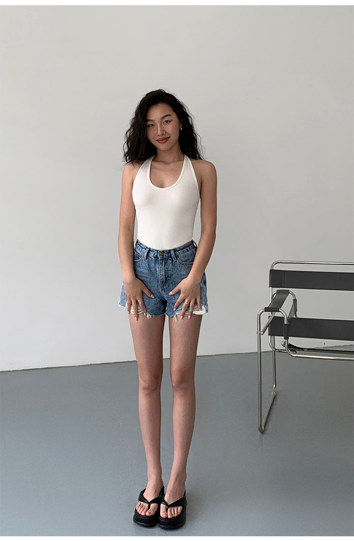 FrayEdge High Waist Denim Shorts NHDS0229