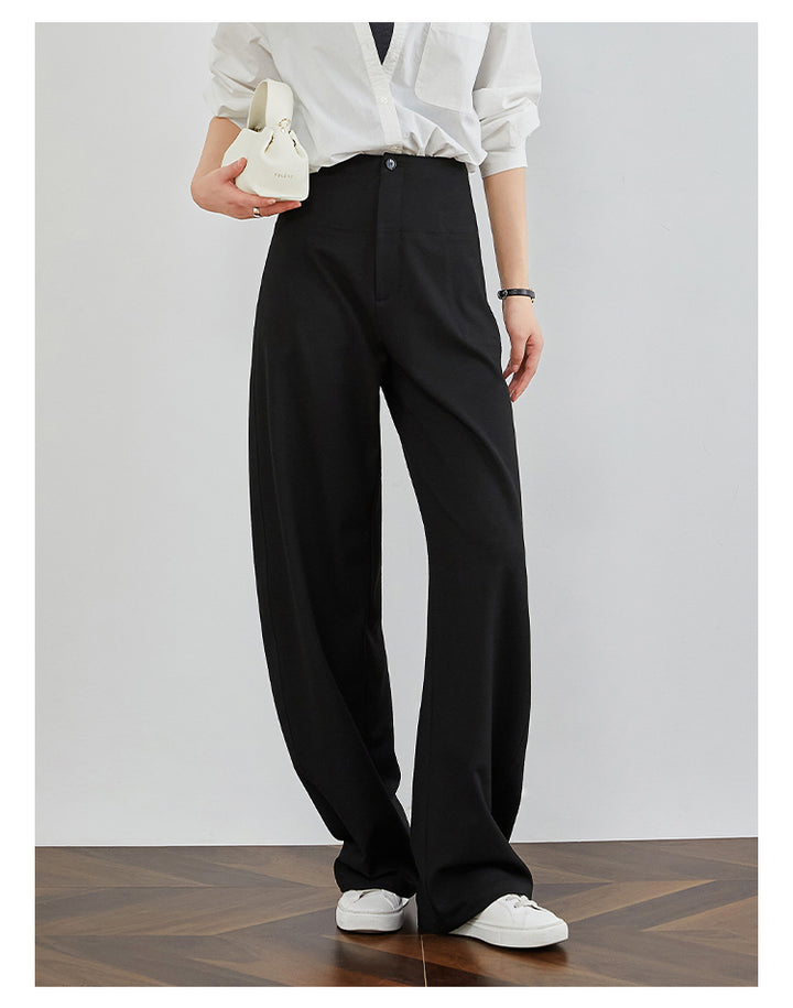 High-Waisted Curved Black Suit Pants FAHP0032