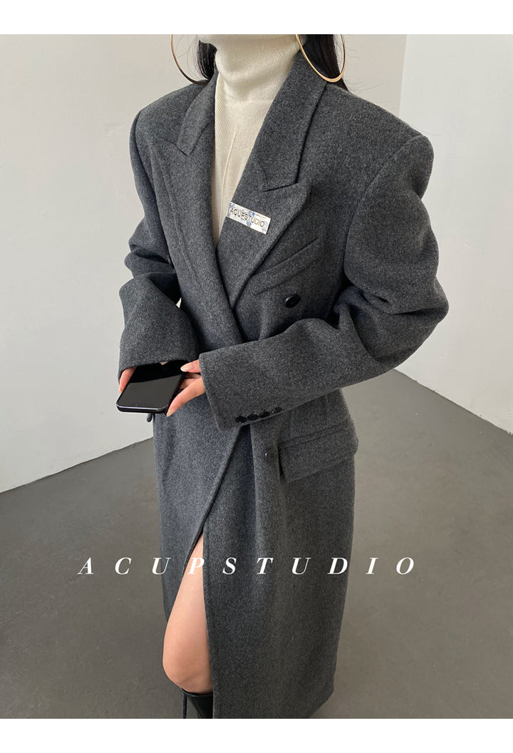 Double-Breasted Classic Wool Blend Coat ASCC0016