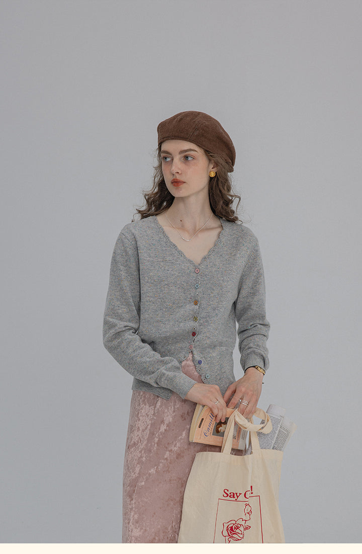 Morning Flowers V-neck Lace Cardigans DAVC0105