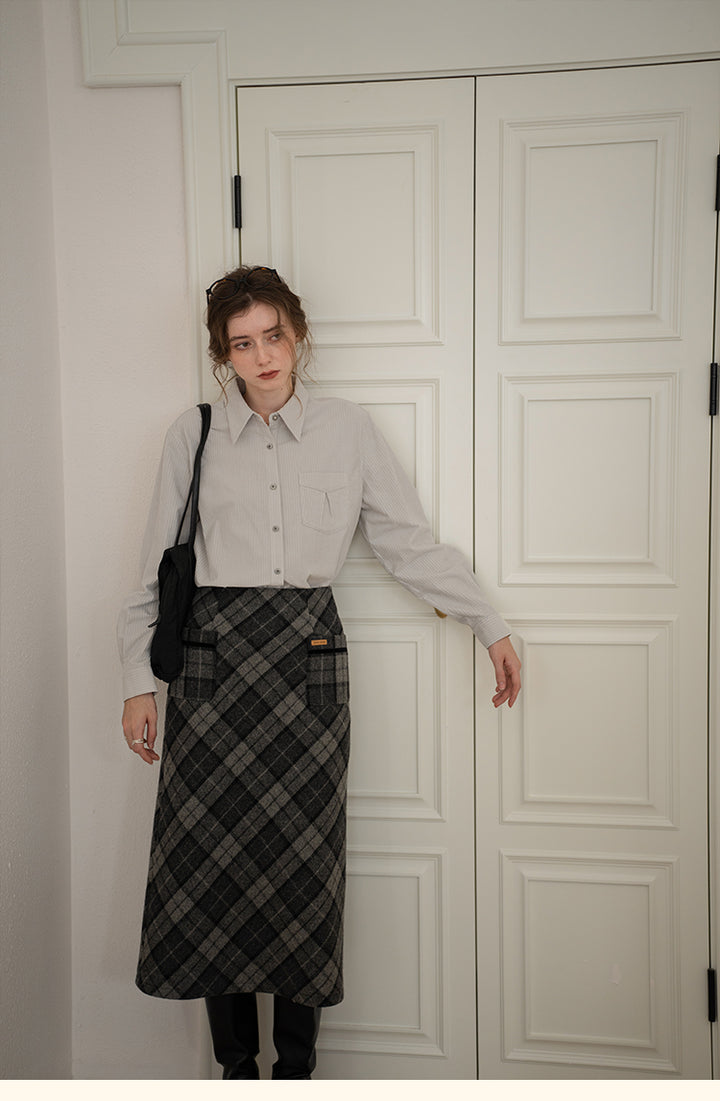 Vintage Cotton Striped Shirt with Classic Collar DASS0103