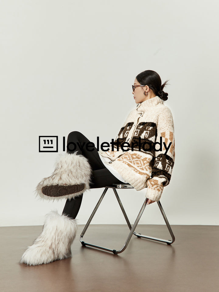 Tribal Pattern Wool Cardigan LLWC0020