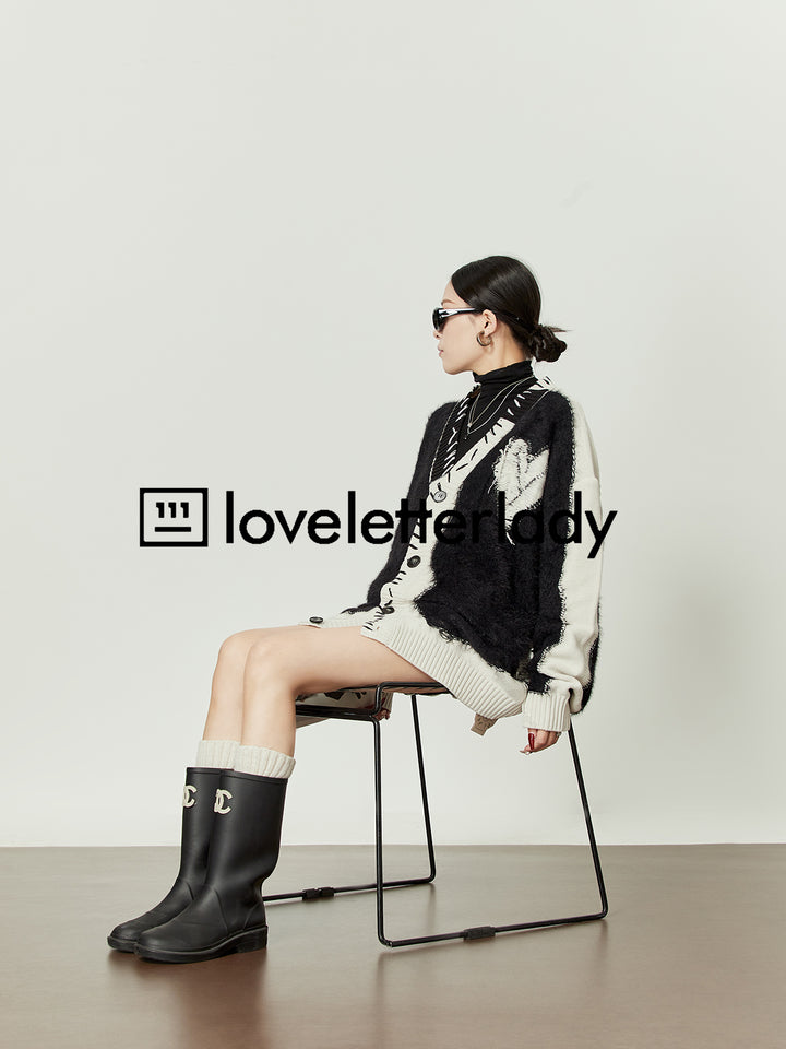 Love Jacquard Knitted Cardigan LLKC0092