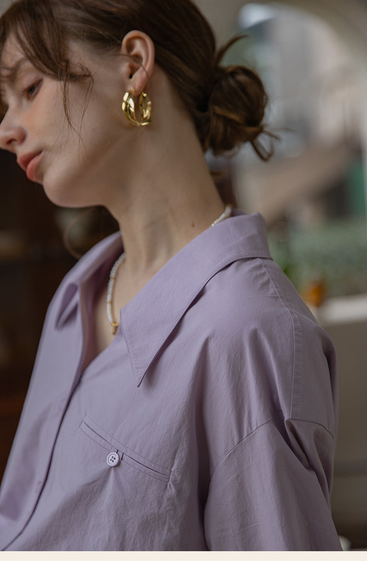 Classic Two-Tone Cotton V-Collar Shirt DACS0111