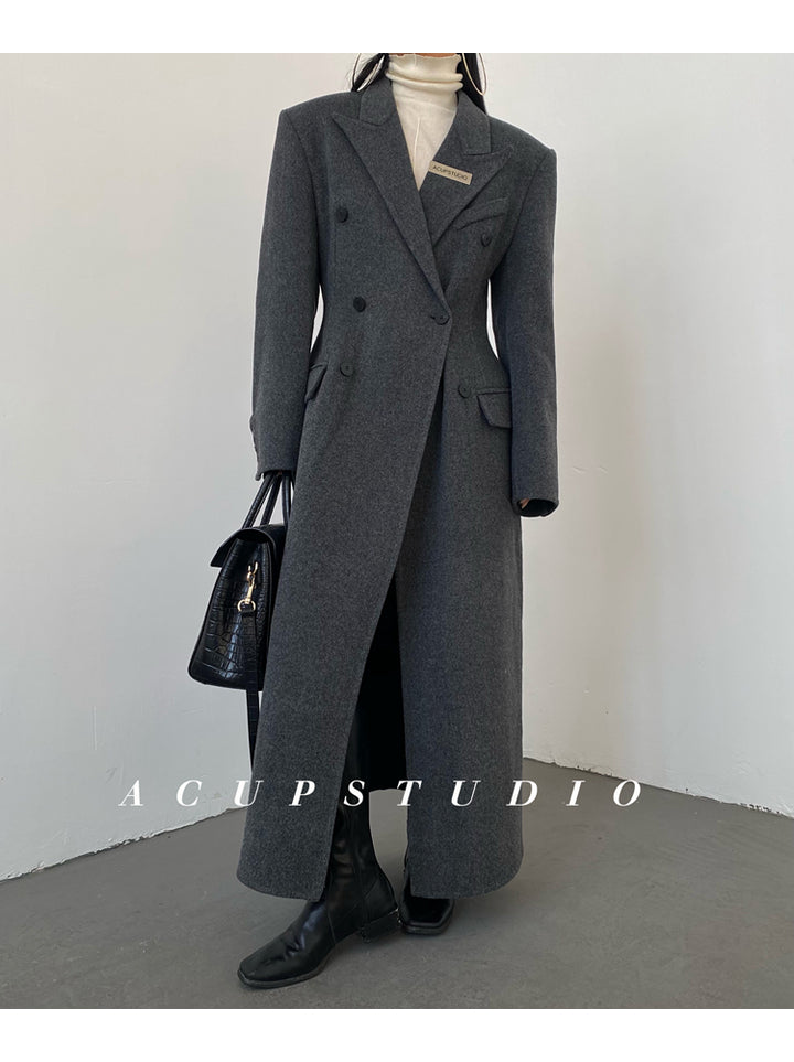 Double-Breasted Classic Wool Blend Coat ASCC0016